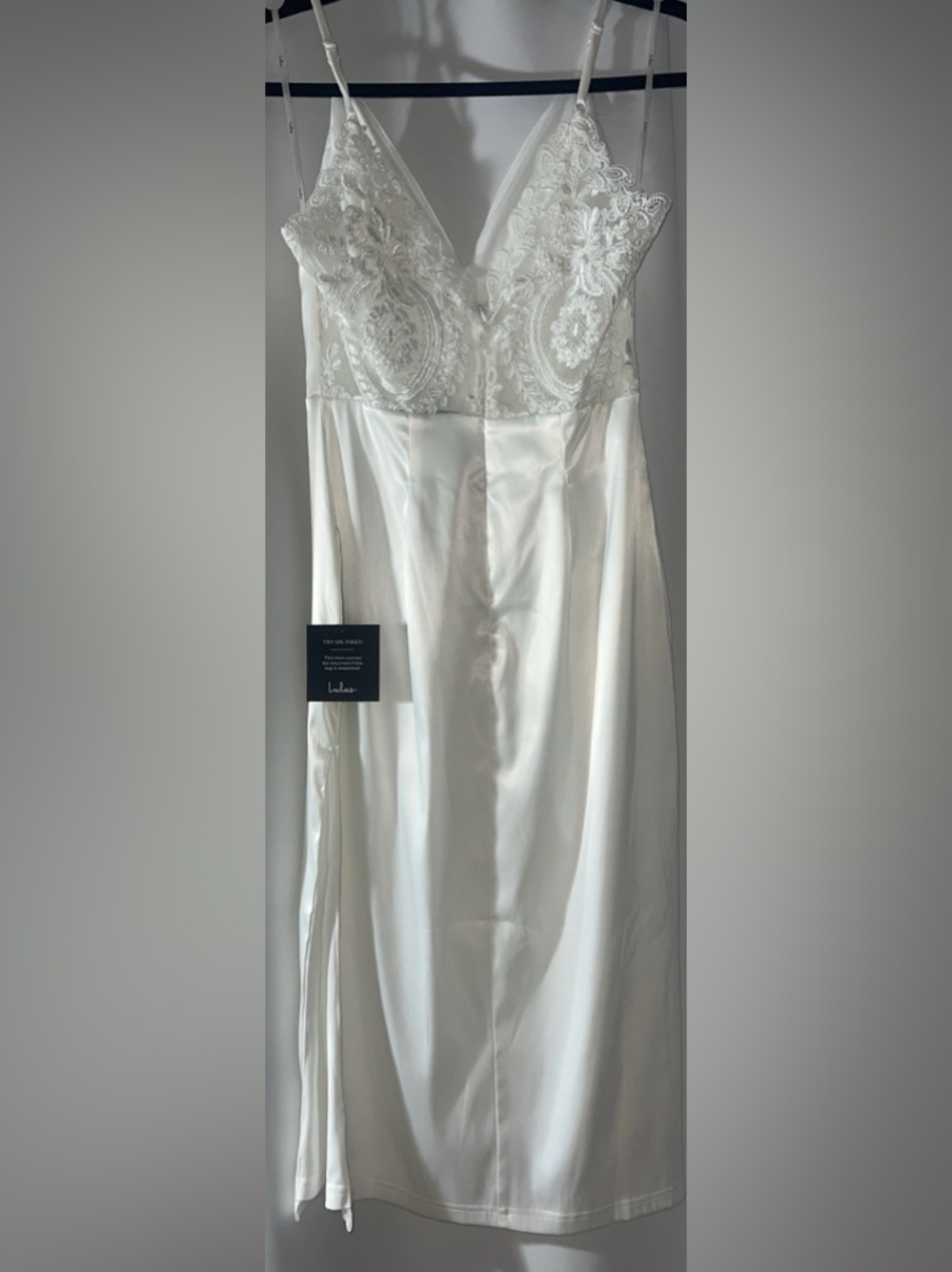 Lulu's Lace-Accented Satin Dress